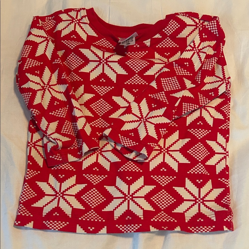 Hanna Andersson Red and White Snowflake Long Sleeve Tee